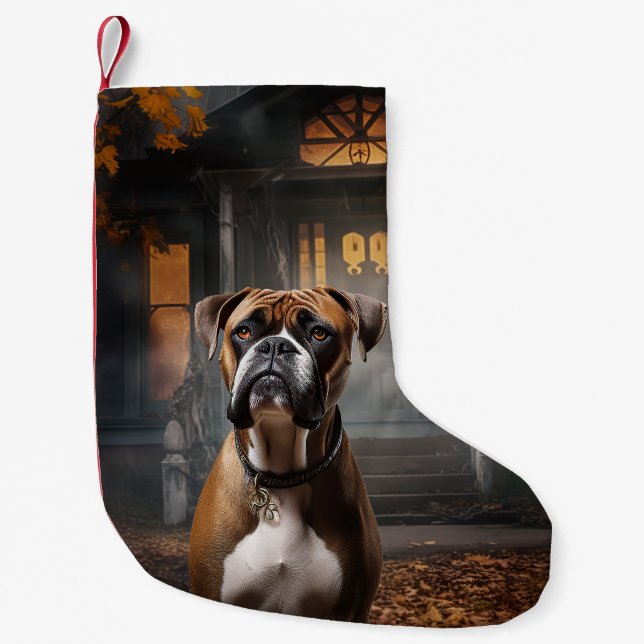 Meia De Natal Pequena Boxer Halloween Scary (Frente)