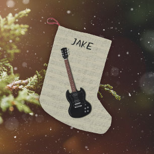 Meia De Natal Pequena Boys Guitar Personalizou a Parada de Natal