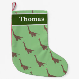 Meia De Natal Pequena Brachiosaurus Dinossauro Natal Padrão - verde