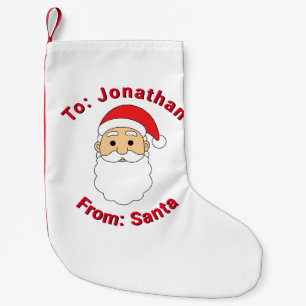 Meia De Natal Pequena Branca Escuro de Papais noeis Nome Personalizado N