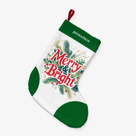 Meia De Natal Pequena Branco vermelho Xmas simples e limpo