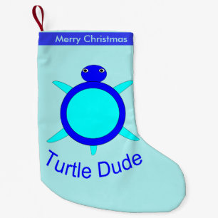 Meia De Natal Pequena Bright Blue Turtle Dude - Escória Personalizada