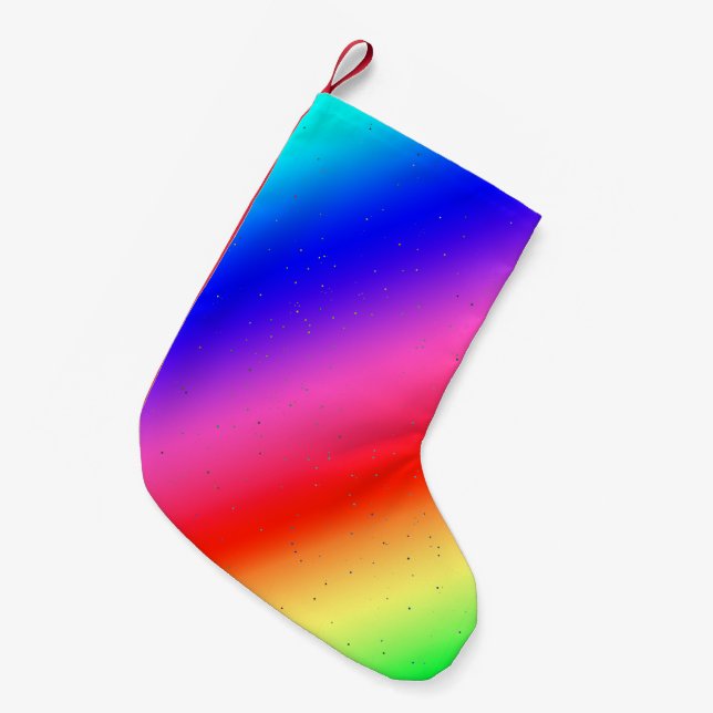 Meia De Natal Pequena Bright Rainbow Cores Natal Stocks (Frente (Pendurada))