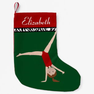 Meia De Natal Pequena Brown Hair Gymnast Personalizado Natal