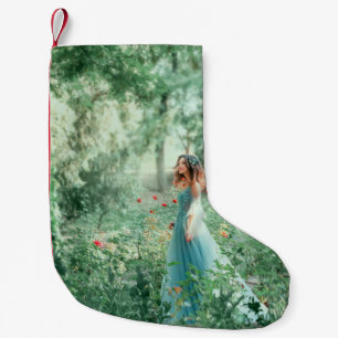 Meia De Natal Pequena Brunette Princess: Aquarela Floresta Fada