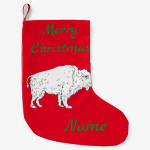 Meia De Natal Pequena Búfalo Branco Thunder_Cove
