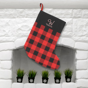 Meia De Natal Pequena Buffalo Check Red Plaid Small Christmas Stocking