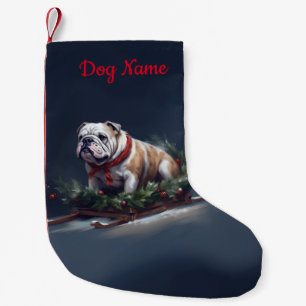 Meia De Natal Pequena Bulldog Personalizado Natal neve inverno