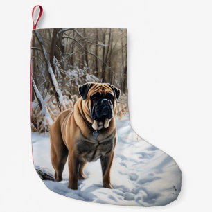 Meia De Natal Pequena Bullmastiff Deixe Nevar Natal