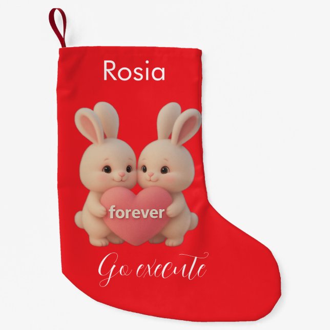 Meia De Natal Pequena Bunny Christmas Stocking – Personal Holiday Ch arm (Frente)
