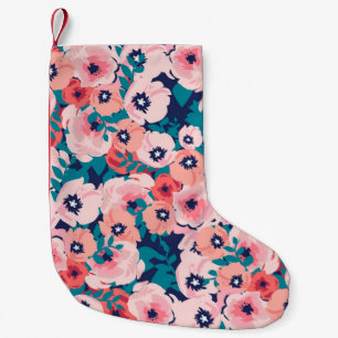 Meia De Natal Pequena Buquê de aquarelas de flores, padrão sem costura
