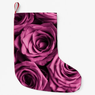 Meia De Natal Pequena Buquê de rosas roxos, flores fundo floral