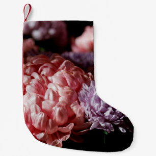 Meia De Natal Pequena Buquê rosa com flores púrpuras e rastejantes à 