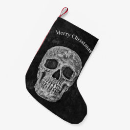 Meia De Natal Pequena Cabeça Crônica, Preto e Branco, Natal Gótico