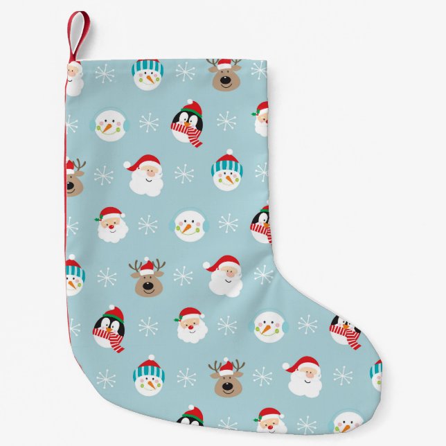 Meia De Natal Pequena Cabeças de Natal: Mola Festiva (Frente)