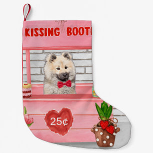 Meia De Natal Pequena Cabine de Beijo do Cão Eurasier no Dia dos Namorad