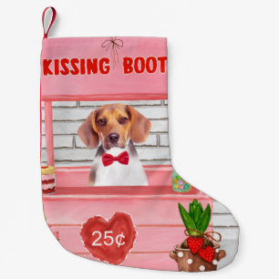 Meia De Natal Pequena Cabine de Beijo do Dia dos Namorados do Cão Beagle