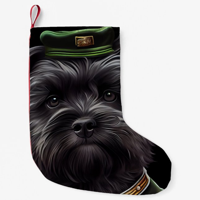 Meia De Natal Pequena Cachorro affenpinscher na Rua. (Frente)