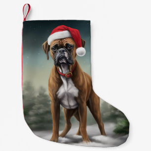 Meia De Natal Pequena Cachorro Boxer na Neve Natal