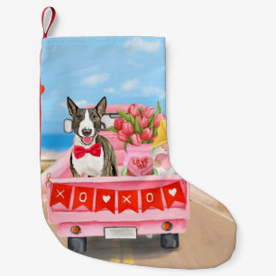 Meia De Natal Pequena Cachorro Bull Terrier Dia dos Namorados Caminhão C