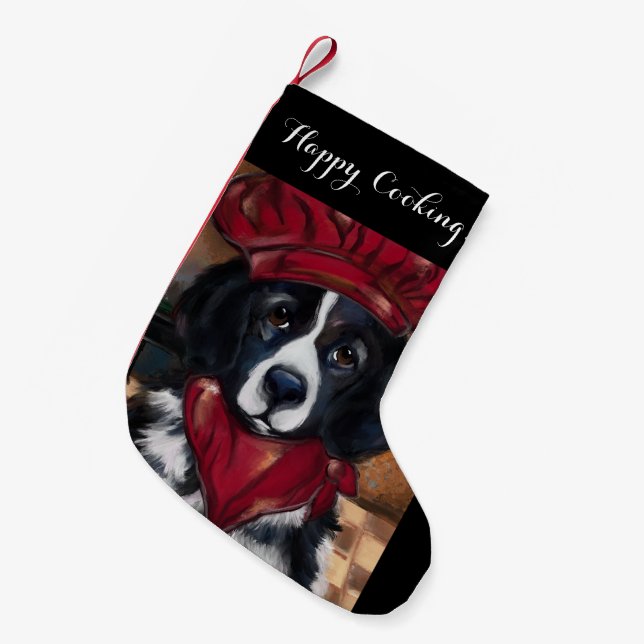 Meia De Natal Pequena Cachorro da Terra Nova (Frente (Pendurada))