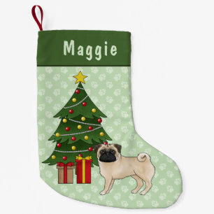 Meia De Natal Pequena Cachorro de desenho animado fofo Pug corça com uma
