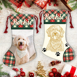Meia De Natal Pequena Cachorro de Goldendoodle - Escória de Natal Person