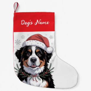 Meia De Natal Pequena Cachorro de Montanha Bernês Personalizado Natal