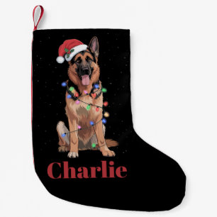 Meia De Natal Pequena Cachorro de Natal Pastor Alemão Nome Personalizado