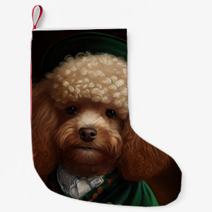 Meia De Natal Pequena Cachorro de Poodle na Rua.