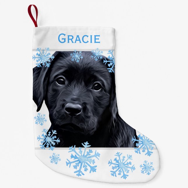 Meia De Natal Pequena Cachorro do Labrador Retriever Personalizado Natal (Frente)