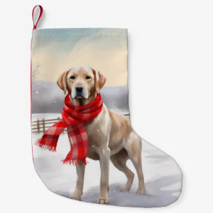 Meia De Natal Pequena Cachorro Labrador na Neve Natal
