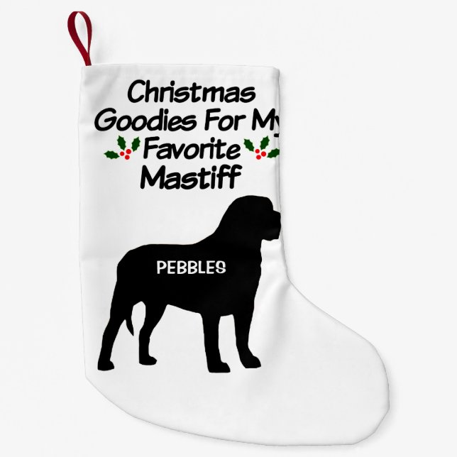 Meia De Natal Pequena Cachorro Mastiff Favorito de Natal (Frente)