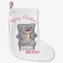 Meia De Natal Pequena Cachorro Papai Noel Feliz Natal Chihuahua Cachorro