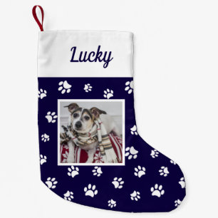 Meia De Natal Pequena Cachorro Personalizado Cachorro Nome Fotografia Az