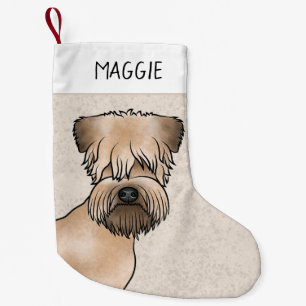 Meia De Natal Pequena Cachorro Terrier Wheaten de Capa Macia com Nome do