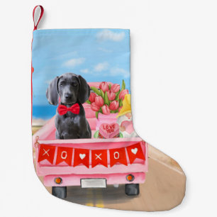 Meia De Natal Pequena Cachorro Weimaraner Caminhão de Dia dos Namorados