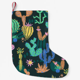 Meia De Natal Pequena Cacto desenhado à mão: Scandinavo sem soldadura.