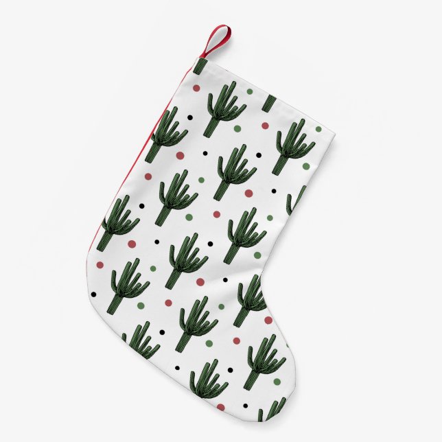 Meia De Natal Pequena Cactus (Frente (Pendurada))