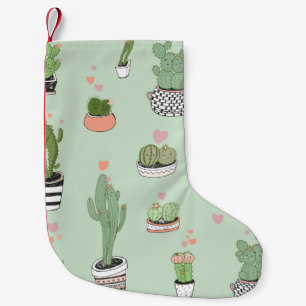 Meia De Natal Pequena Cactus Love: Um Bom Padrão De Cartoon.