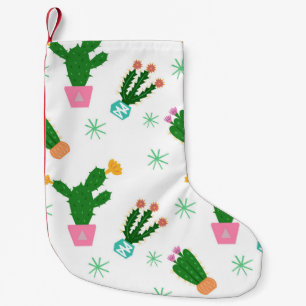 Meia De Natal Pequena Cactus, sem costura, padrão de vindima, orname rep