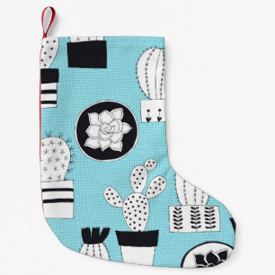 Meia De Natal Pequena Cactus, suculento: design sem costura desenhada à