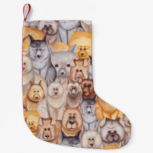 Meia De Natal Pequena Cães Aquarelas: Brincadeira Sem Olho