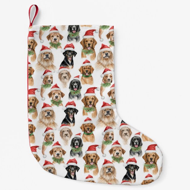 Meia De Natal Pequena Cães de Natal (Frente)