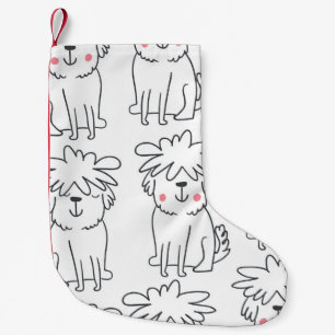 Meia De Natal Pequena Cães pelados à mão: padrão vintage.