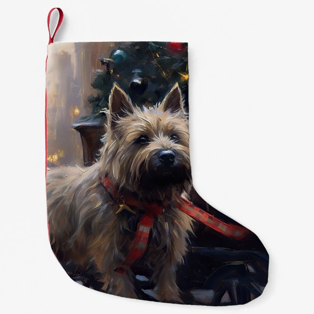 Meia De Natal Pequena Cairn Terrier Christmas Fesason Season (Frente)