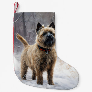 Meia De Natal Pequena Cairn Terrier Deixe-o nevar no Natal
