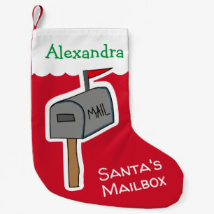 Meia De Natal Pequena Caixa de Correio Engraçado de Papais noeis Vermel