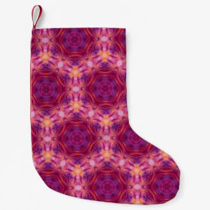 Meia De Natal Pequena caleido de cor violeta, roxa, laranja e azul