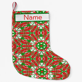 Meia De Natal Pequena Caleidoscópio vermelho, verde e branco